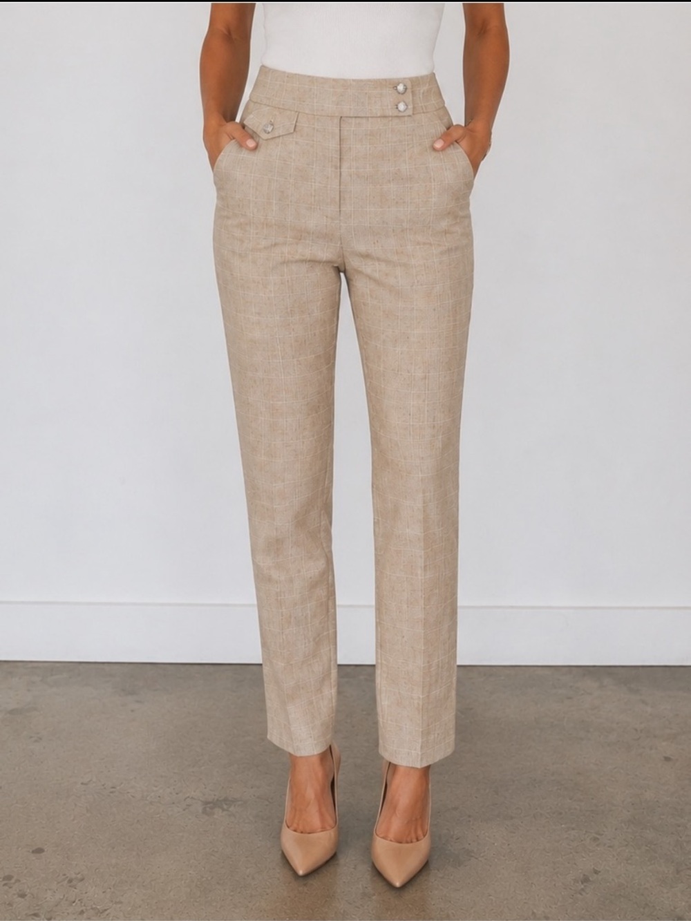 Veronica Beard Renzo Pants High Rise Tailored Straight Leg Tan Size 0